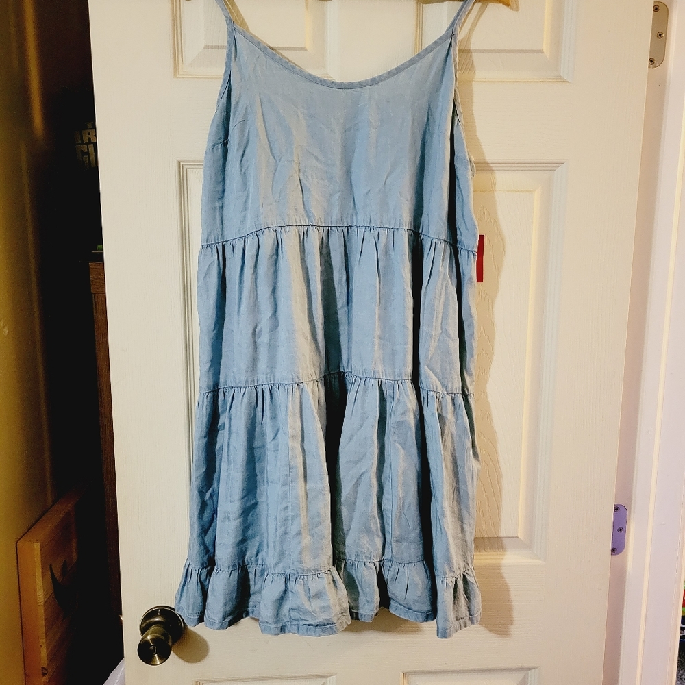 NTW Mossimo Supply Co. chambray denim ruffle tiered dress